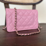 Chanel Handbag 22C LIGHT PINK CAVIAR QUILTED WALLET ON CHAIN LGHW (WOC) - Redeluxe