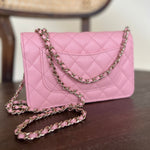 Chanel Handbag 22C LIGHT PINK CAVIAR QUILTED WALLET ON CHAIN LGHW (WOC) - Redeluxe