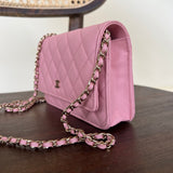 Chanel Handbag 22C LIGHT PINK CAVIAR QUILTED WALLET ON CHAIN LGHW (WOC) - Redeluxe