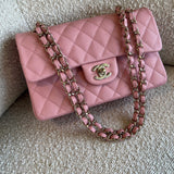 CHANEL Handbag 22C Sakura Pink Caviar Quilted Classic Flap Small LGHW - Redeluxe