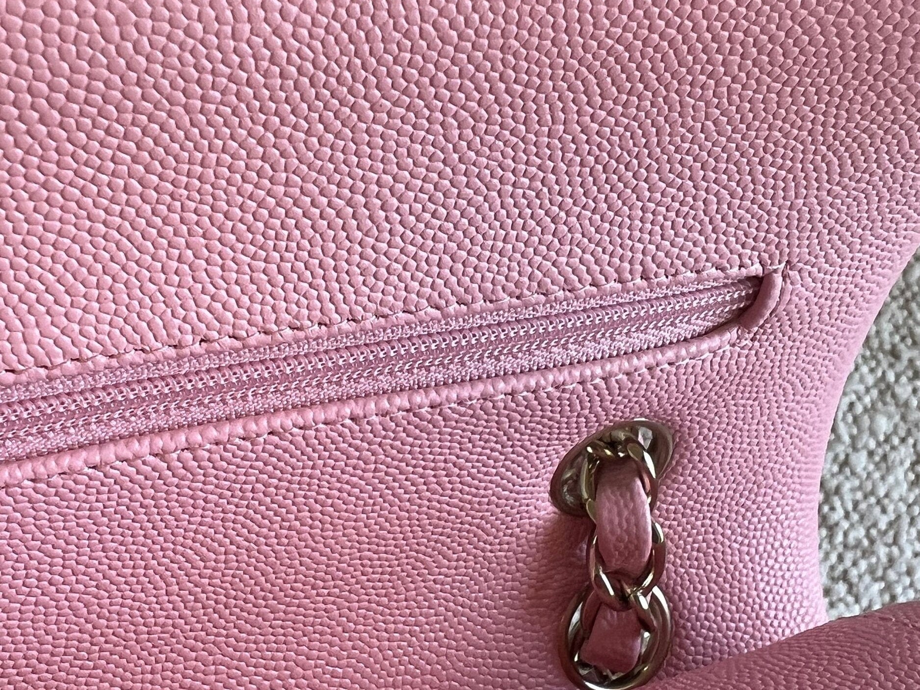 CHANEL Handbag 22C Sakura Pink Caviar Quilted Classic Flap Small LGHW - Redeluxe