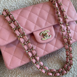 CHANEL Handbag 22C Sakura Pink Caviar Quilted Classic Flap Small LGHW - Redeluxe