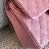 CHANEL Handbag 22C Sakura Pink Caviar Quilted Classic Flap Small LGHW - Redeluxe