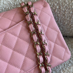 CHANEL Handbag 22C Sakura Pink Caviar Quilted Classic Flap Small LGHW - Redeluxe