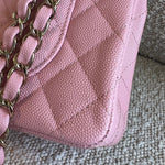 CHANEL Handbag 22C Sakura Pink Caviar Quilted Classic Flap Small LGHW - Redeluxe