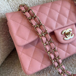 CHANEL Handbag 22C Sakura Pink Caviar Quilted Classic Flap Small LGHW - Redeluxe