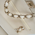 CHANEL Handbag 22C White Caviar Quilted Classic Flap Small Light Gold Hardware - Redeluxe