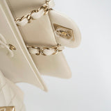 CHANEL Handbag 22C White Caviar Quilted Classic Flap Small Light Gold Hardware - Redeluxe