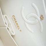 CHANEL Handbag 22C White Caviar Quilted Classic Flap Small Light Gold Hardware - Redeluxe