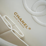 CHANEL Handbag 22C White Caviar Quilted Classic Flap Small Light Gold Hardware - Redeluxe