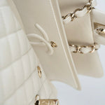 CHANEL Handbag 22C White Caviar Quilted Classic Flap Small Light Gold Hardware - Redeluxe