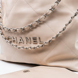 CHANEL Handbag 22P Ecru (nude) Small Calfskin Quilted 22 Bag - Redeluxe