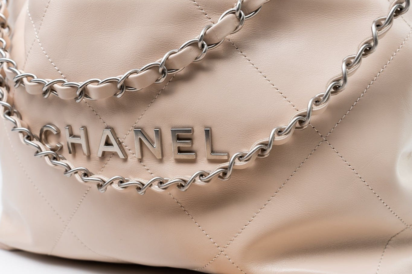 CHANEL Handbag 22P Ecru (nude) Small Calfskin Quilted 22 Bag - Redeluxe