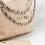 CHANEL Handbag 22P Ecru (nude) Small Calfskin Quilted 22 Bag - Redeluxe