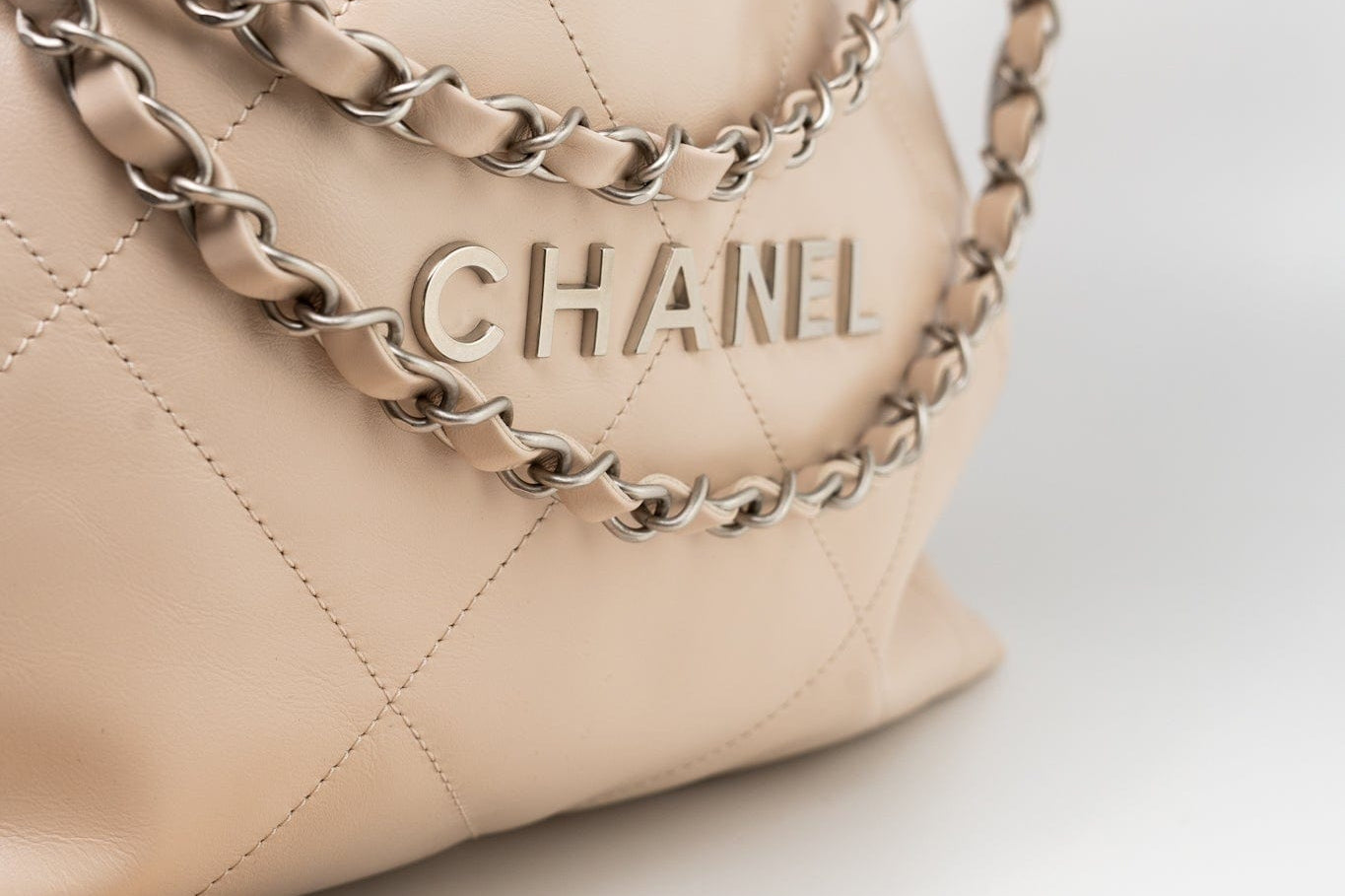 CHANEL Handbag 22P Ecru (nude) Small Calfskin Quilted 22 Bag - Redeluxe