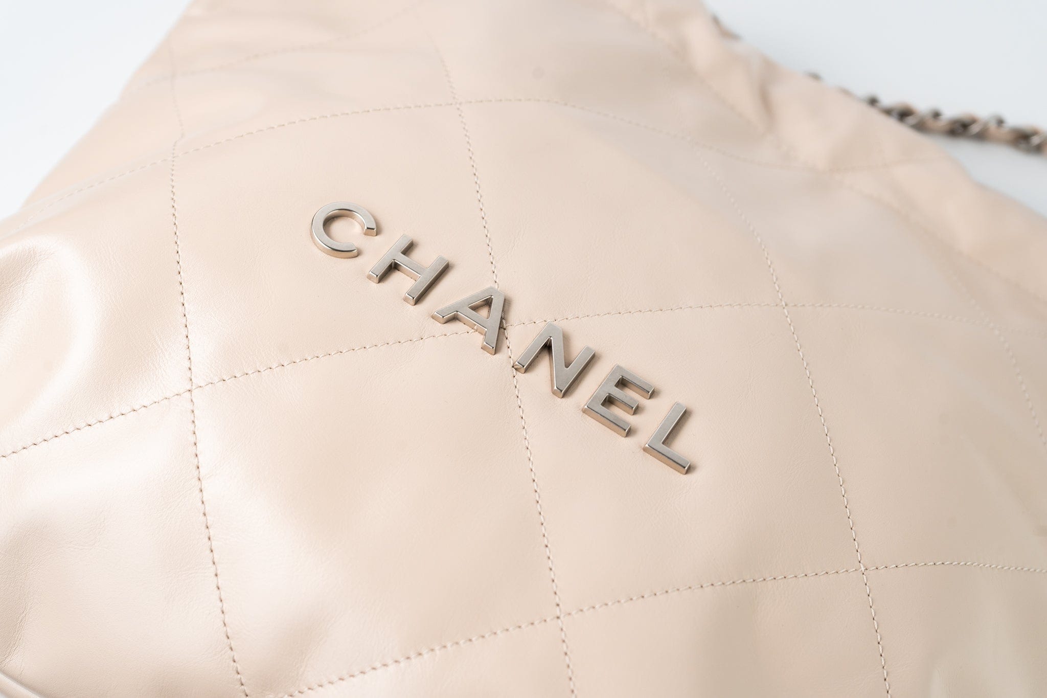 CHANEL Handbag 22P Ecru (nude) Small Calfskin Quilted 22 Bag - Redeluxe