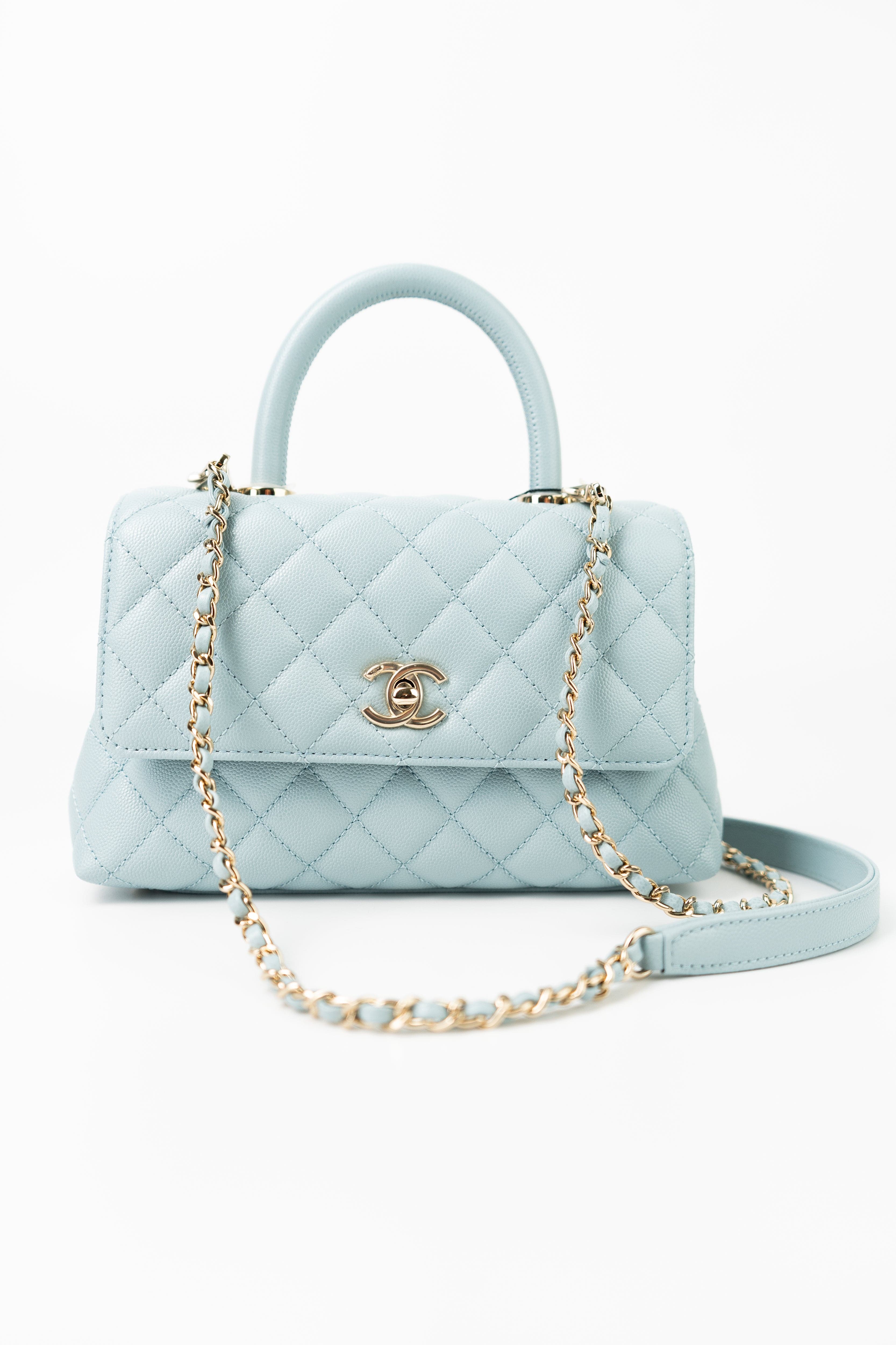 CHANEL White Coco Handle Shoulder Bag Quilted Caviar Leather | eBay
