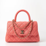 CHANEL Handbag 22P Pink Caviar Quilted Coco Handle Small LGHW - Redeluxe