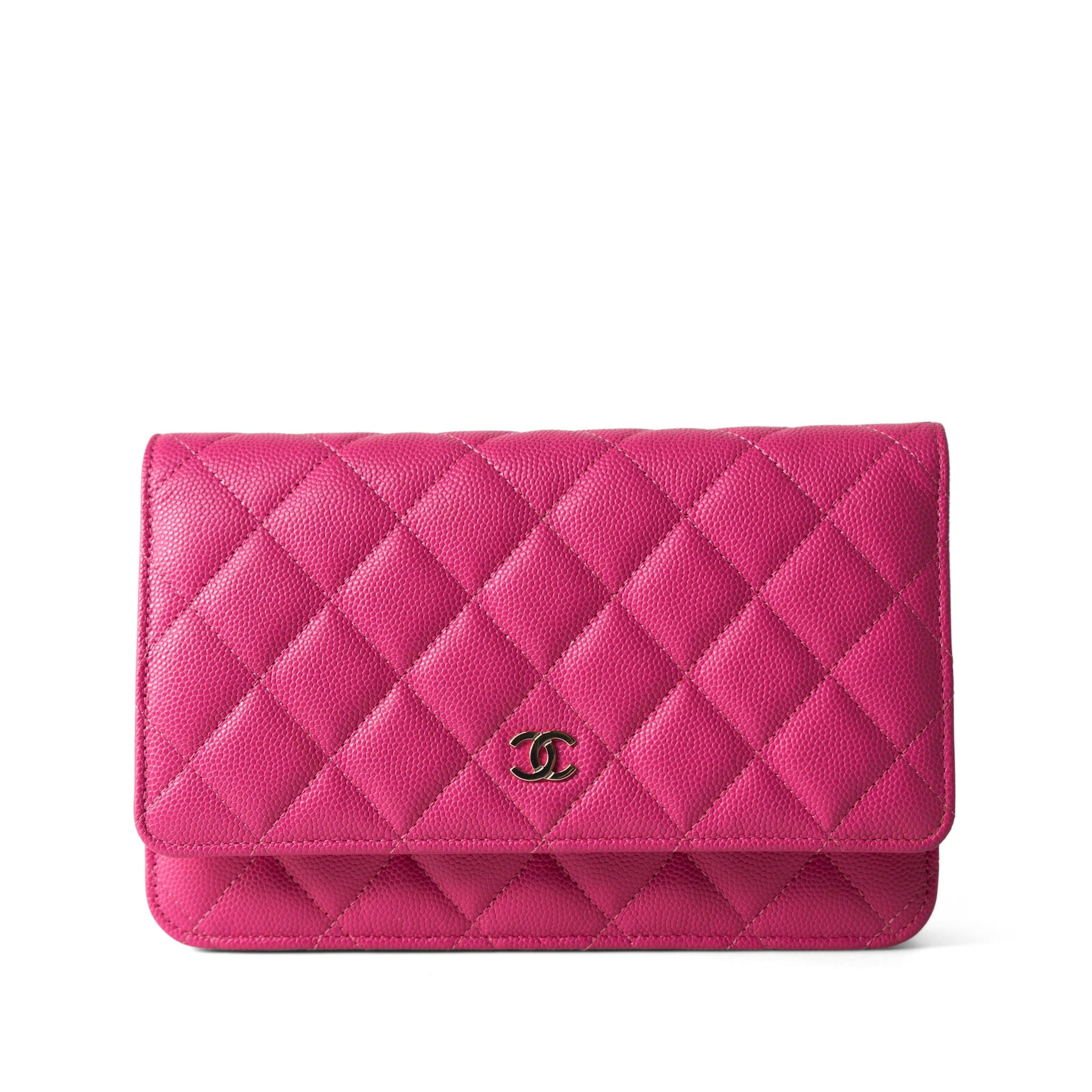 CHANEL Handbag 22P Pink Caviar Quilted Wallet on Chain Light Gold Hardware - Redeluxe