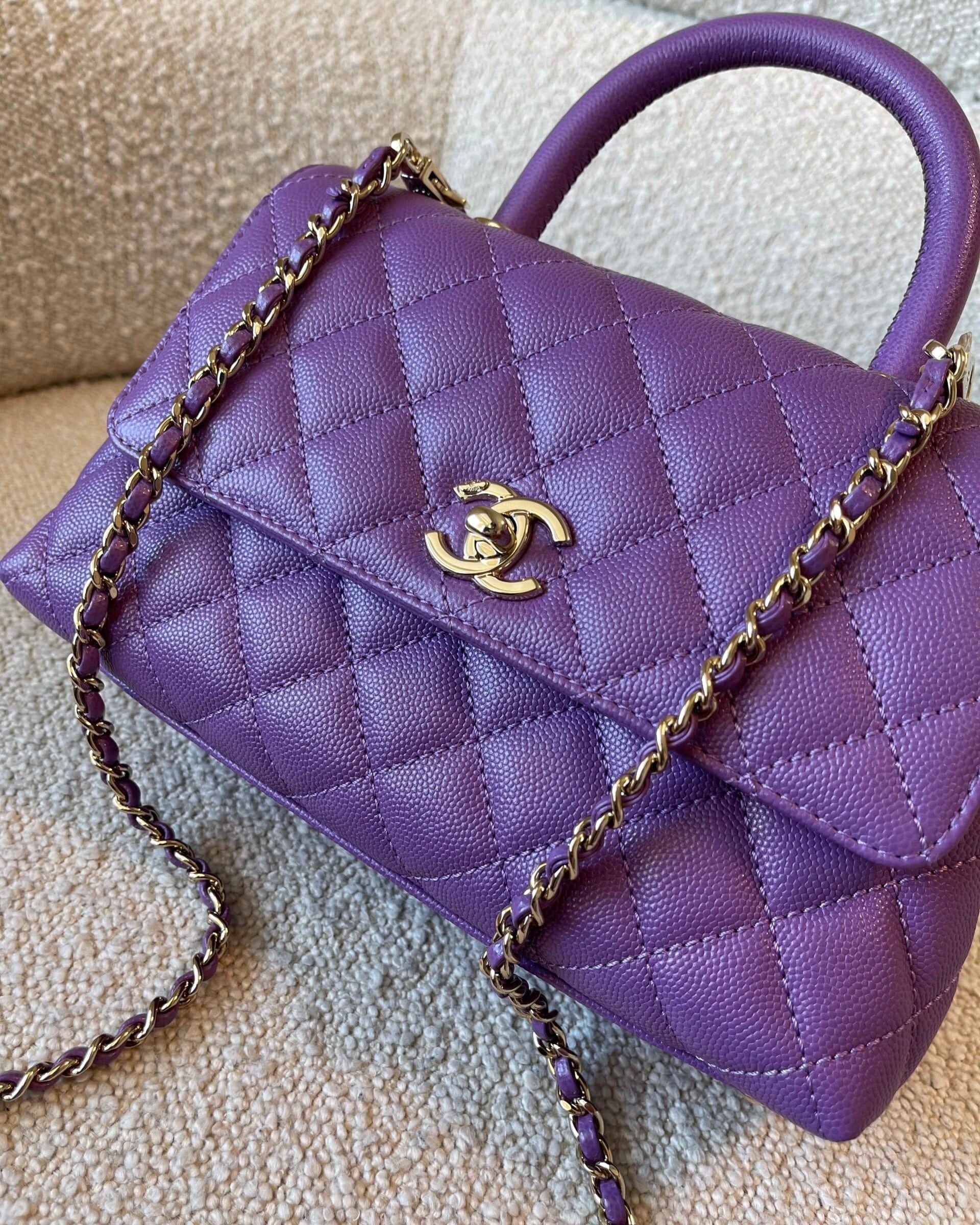 CHANEL Handbag 22P Violet Caviar Coco Handle Small LGHW - Redeluxe