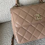 CHANEL Handbag 22S Beige Lambskin Quilted Trendy CC Light Gold Hardware - Redeluxe