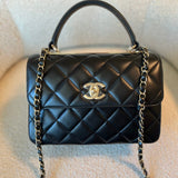 CHANEL Handbag 22S Black Lambskin Quilted Trendy CC Small LGHW - Redeluxe