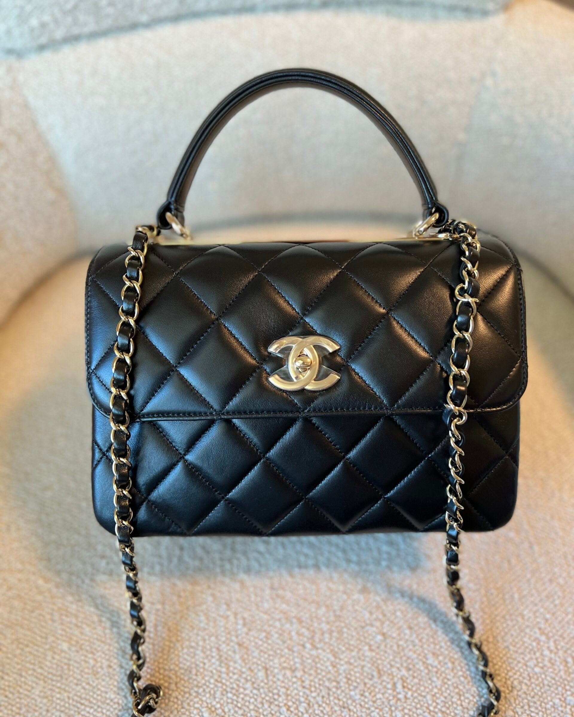 CHANEL Handbag 22S Black Lambskin Quilted Trendy CC Small LGHW - Redeluxe