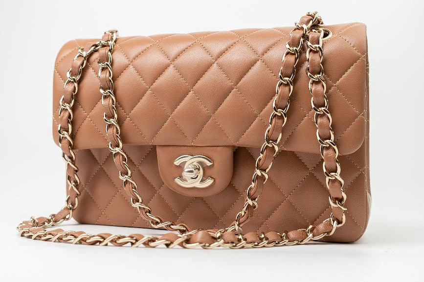 CHANEL Handbag 22S Caramel Lambskin Quilted Classic Flap Small LGHW - Redeluxe