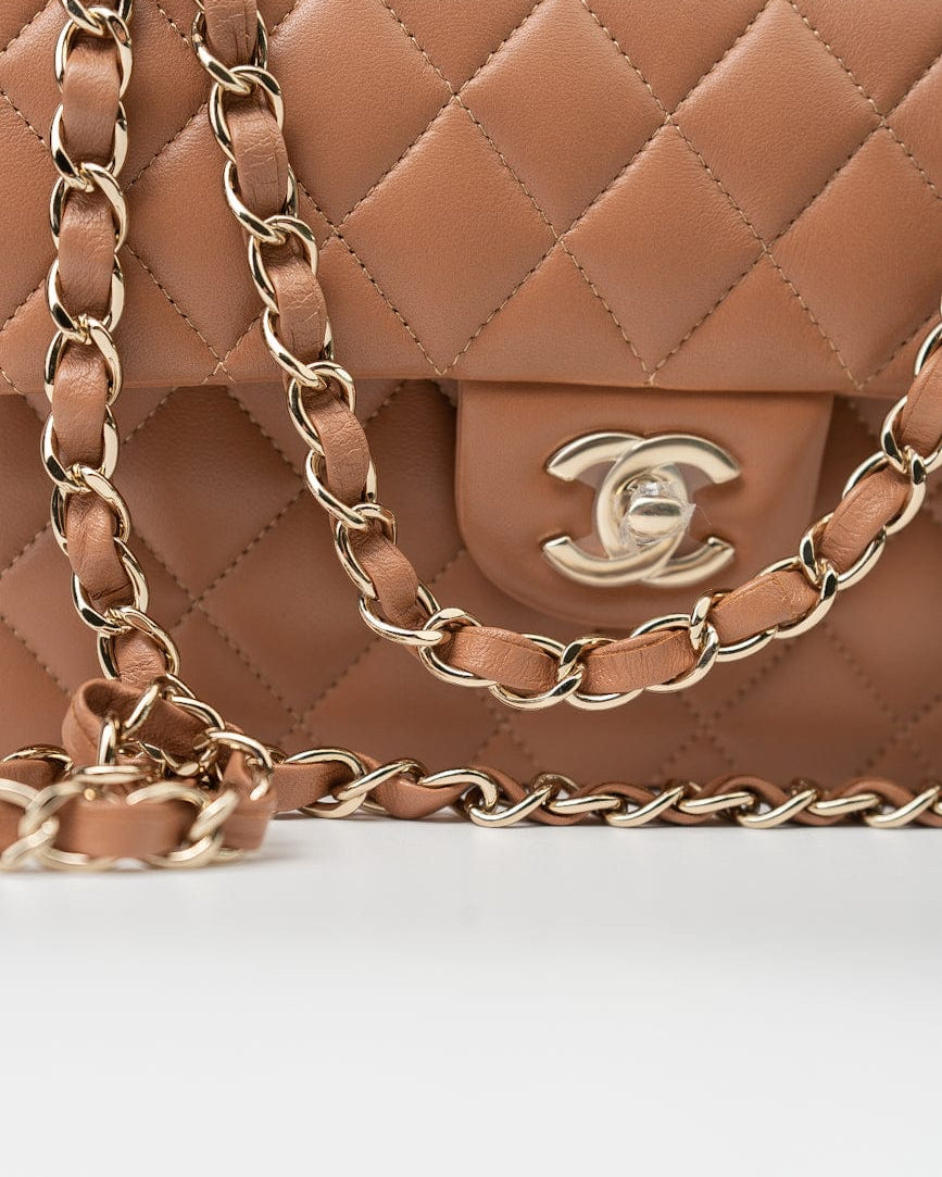 CHANEL Handbag 22S Caramel Lambskin Quilted Classic Flap Small LGHW - Redeluxe