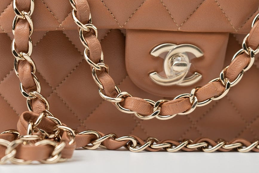 CHANEL Handbag 22S Caramel Lambskin Quilted Classic Flap Small LGHW - Redeluxe