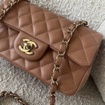 CHANEL Handbag 22S Caramel Mini Rectangular Lambskin Quilted LGHW - Redeluxe