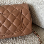 CHANEL Handbag 22S Caramel Mini Rectangular Lambskin Quilted LGHW - Redeluxe