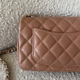 CHANEL Handbag 22S Caramel Mini Rectangular Lambskin Quilted LGHW - Redeluxe