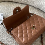 CHANEL Handbag 22S Caramel Mini Rectangular Lambskin Quilted LGHW - Redeluxe