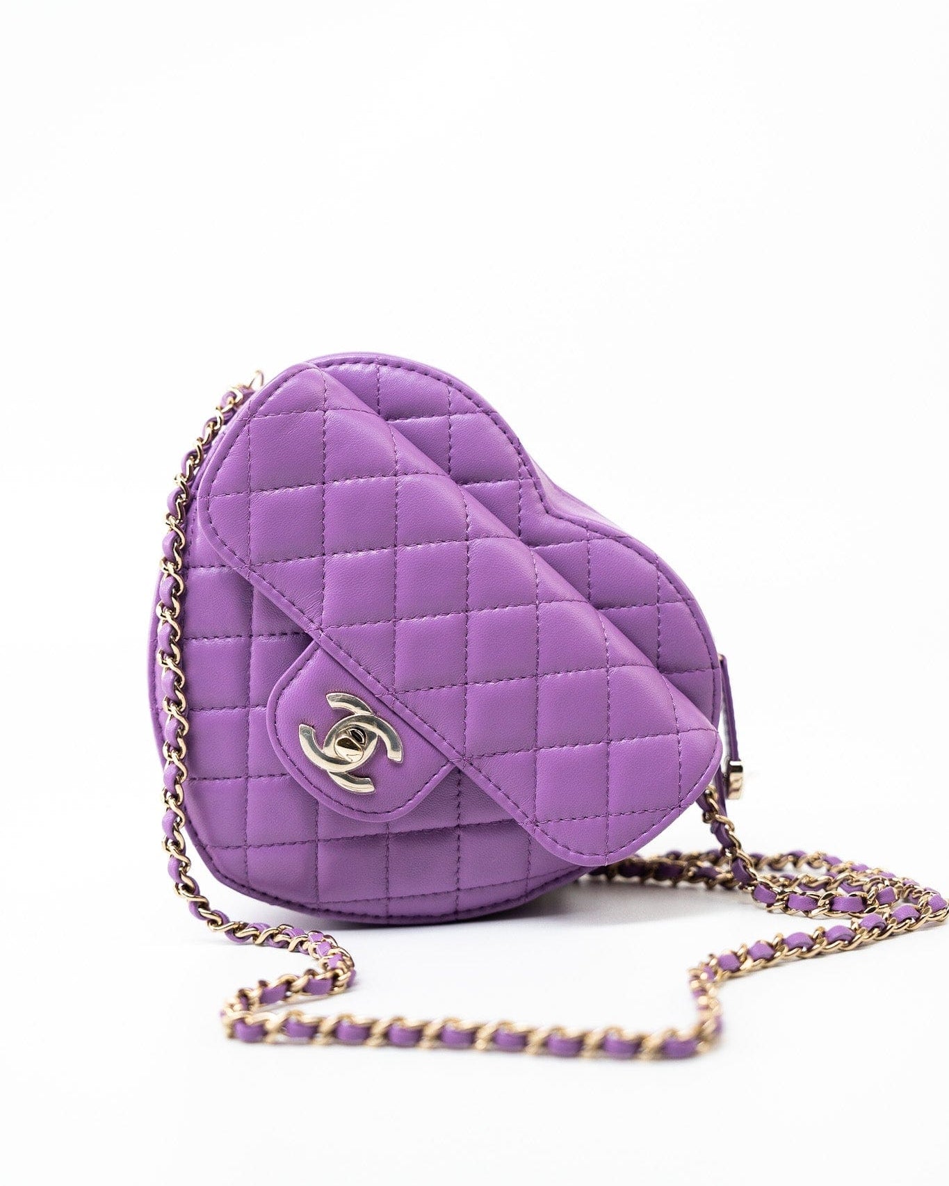 CHANEL Handbag 22S CC In Love Purple Lambskin Quilted Large Heart Bag - Redeluxe