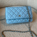 CHANEL Handbag 22S Light Blue Caviar Quilted Wallet On Chain (WOC) - Redeluxe