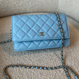 CHANEL Handbag 22S Light Blue Caviar Quilted Wallet On Chain (WOC) - Redeluxe