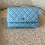 CHANEL Handbag 22S Light Blue Caviar Quilted Wallet On Chain (WOC) - Redeluxe