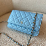 CHANEL Handbag 22S Light Blue Caviar Quilted Wallet On Chain (WOC) - Redeluxe