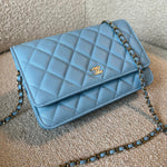 CHANEL Handbag 22S Light Blue Caviar Quilted Wallet On Chain (WOC) - Redeluxe