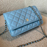 CHANEL Handbag 22S Light Blue Caviar Quilted Wallet On Chain (WOC) - Redeluxe