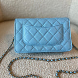 CHANEL Handbag 22S Light Blue Caviar Quilted Wallet On Chain (WOC) - Redeluxe