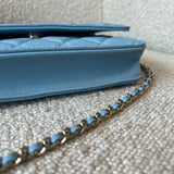 CHANEL Handbag 22S Light Blue Caviar Quilted Wallet On Chain (WOC) - Redeluxe