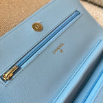 CHANEL Handbag 22S Light Blue Caviar Quilted Wallet On Chain (WOC) - Redeluxe