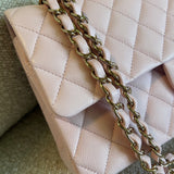 CHANEL Handbag 22S Light Pink Caviar Quilted Classic Flap Medium LGHW - Redeluxe