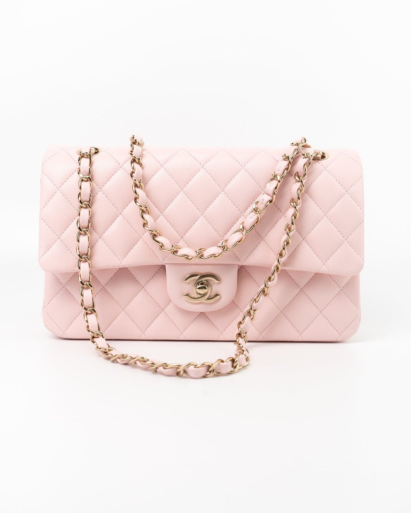 CHANEL Handbag 22S Light Pink Caviar Quilted Classic Flap Medium LGHW - Redeluxe