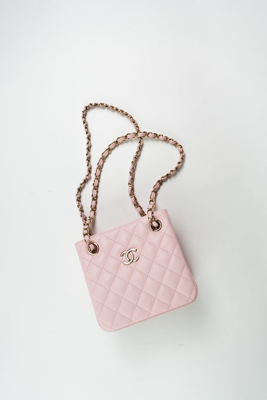 Chanel pink bucket on sale bag