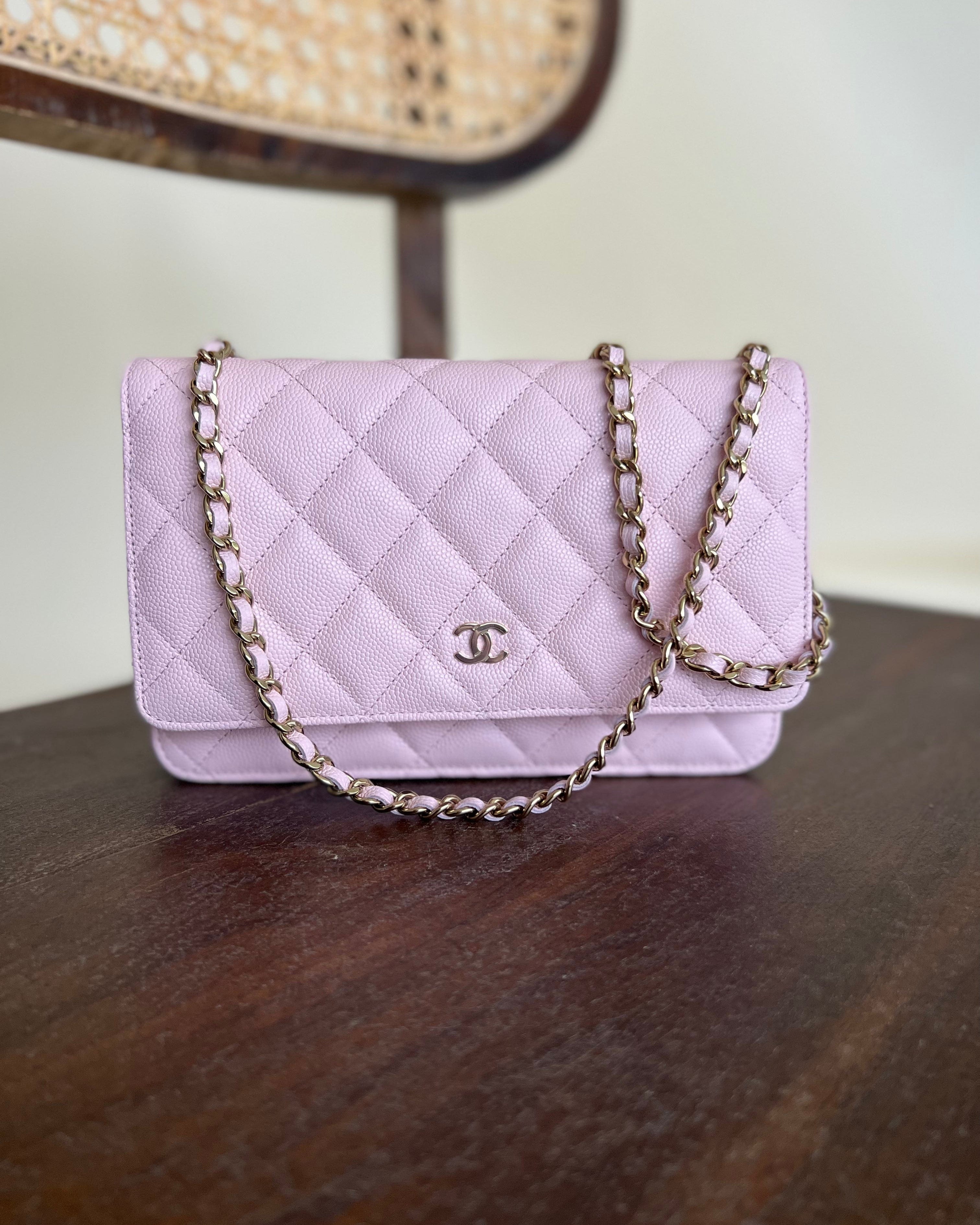 CHANEL Handbag 22S LIGHT PINK CAVIAR QUILTED WALLET ON CHAIN GHW (WOC) - Redeluxe