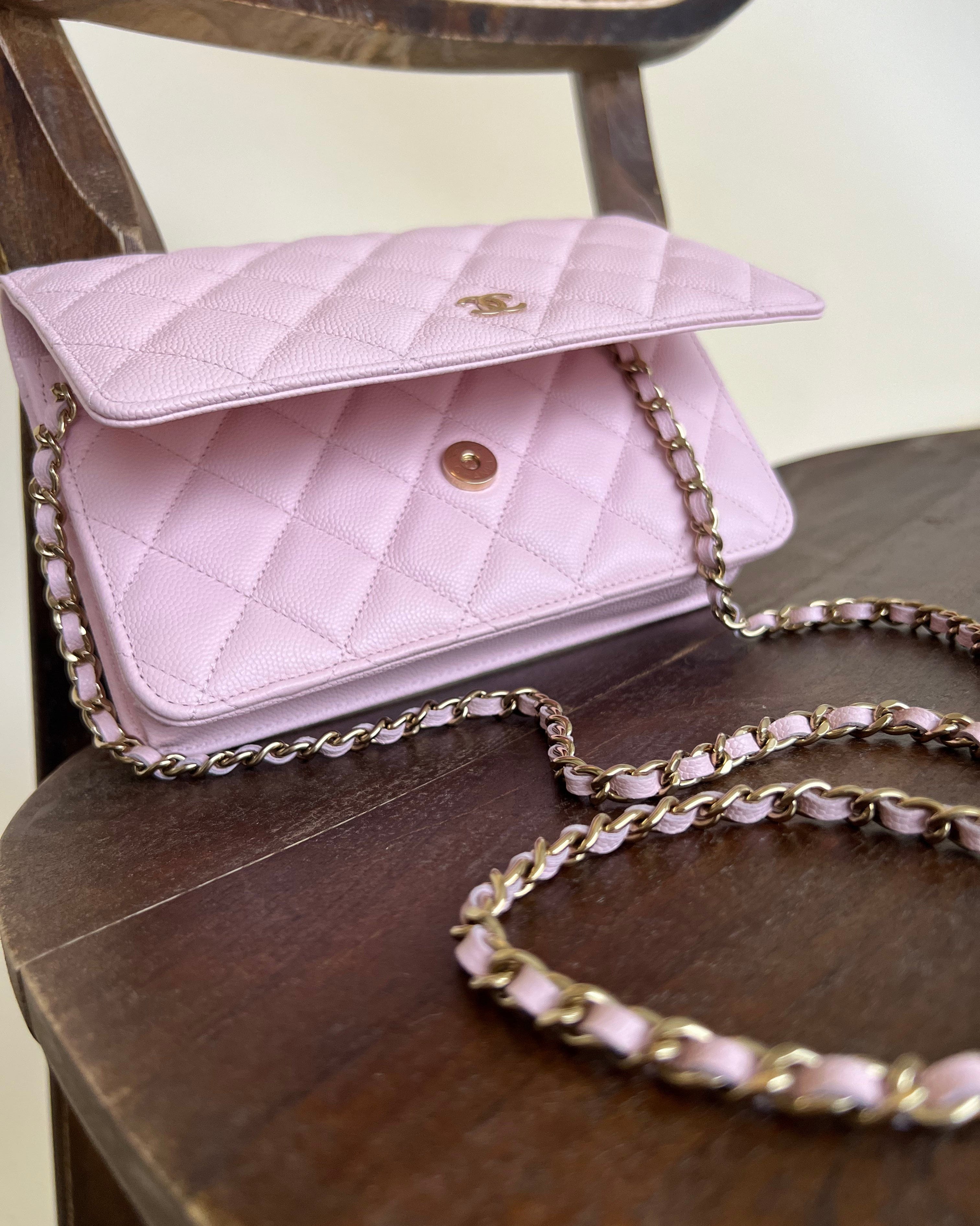 CHANEL Handbag 22S LIGHT PINK CAVIAR QUILTED WALLET ON CHAIN GHW (WOC) - Redeluxe