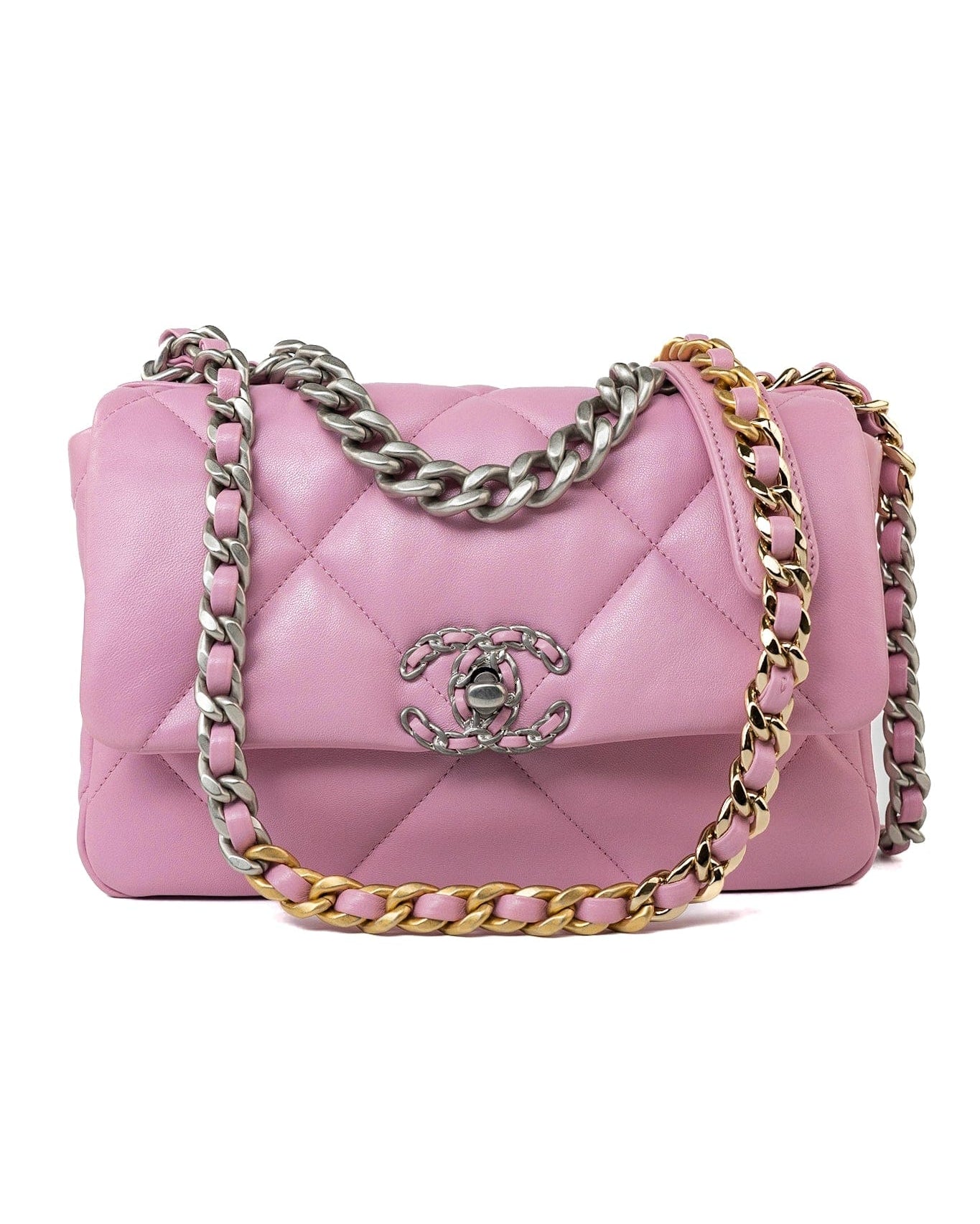 CHANEL Handbag 22S Pink Lambskin Quilted 19 Small Reverse Mixed Hardware - Redeluxe